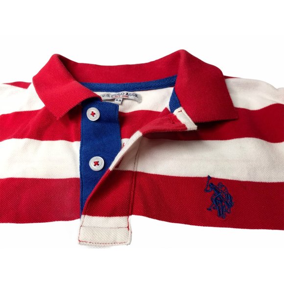 US Polo Association Polo Shirt Red White Stripe 8 - Picture 5 of 11